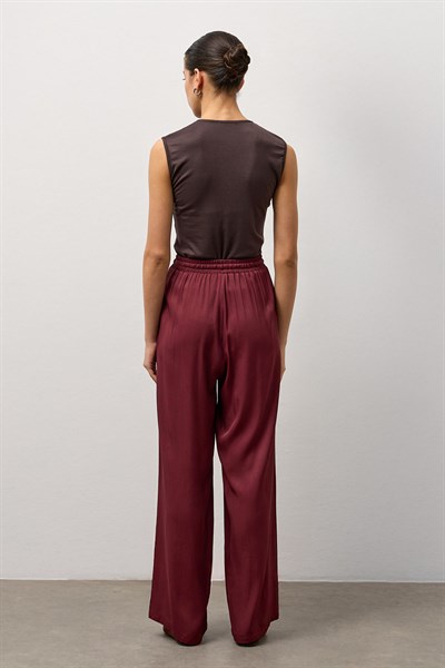 Bordo Relax Fit Bol Paça Pantolon