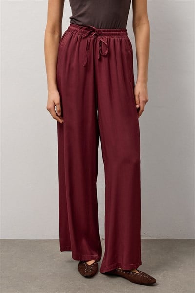 Bordo Relax Fit Bol Paça Pantolon