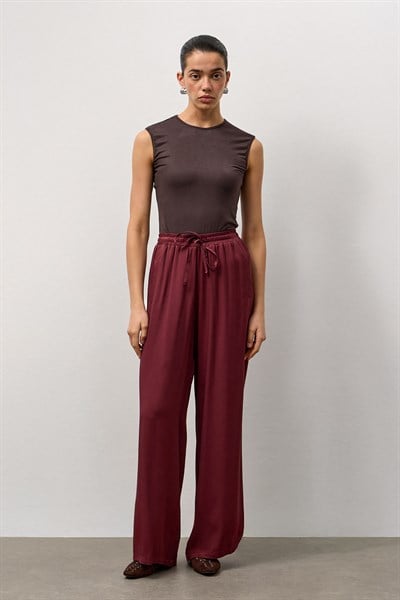 Bordo Relax Fit Bol Paça Pantolon