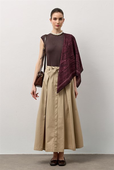 Bordo Royal Desen Omuz Şal Eşarp