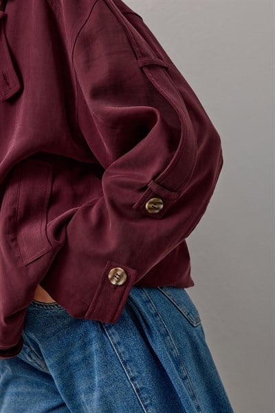 Bordo Trenç Bomber Rüzgarlıklı Ceket