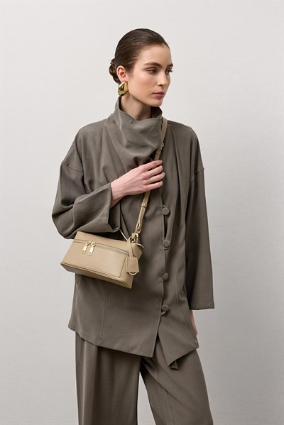 Ekru Deri El Çantası