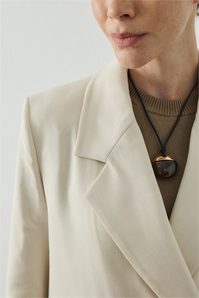 Ekru Multi Cep Detaylı Kruvaze Blazer