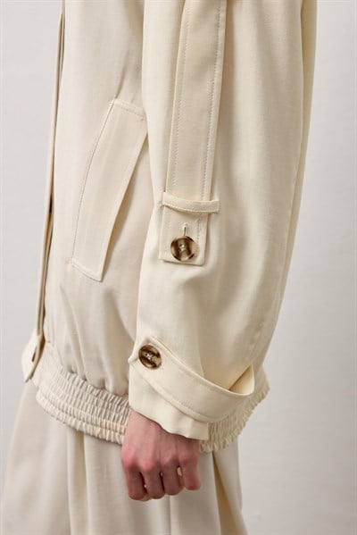 Ekru Trenç Bomber Rüzgarlıklı Ceket