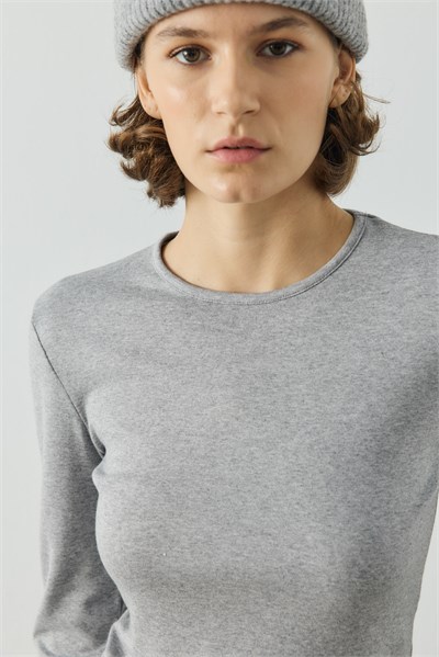 Gri Basic Uzun Kollu Body