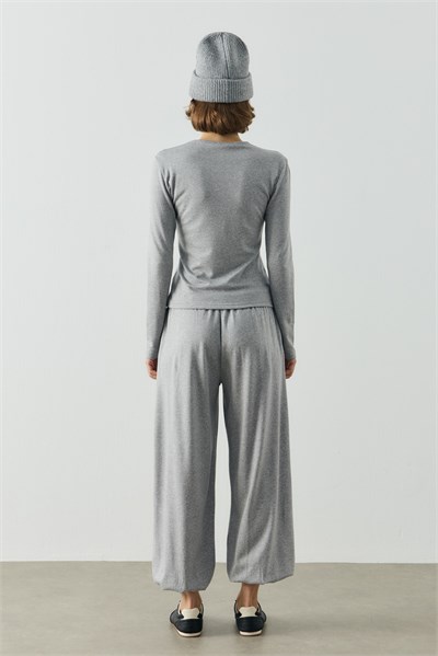 Gri Basic Uzun Kollu Body