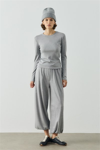 Gri Basic Uzun Kollu Body
