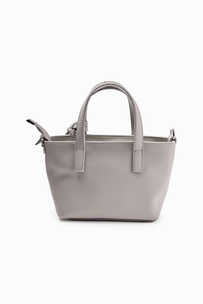 Gri Püskül Detaylı Mini Tote Çanta