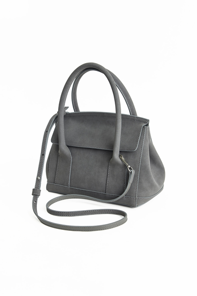 Gri Süet Askılı El Çantası