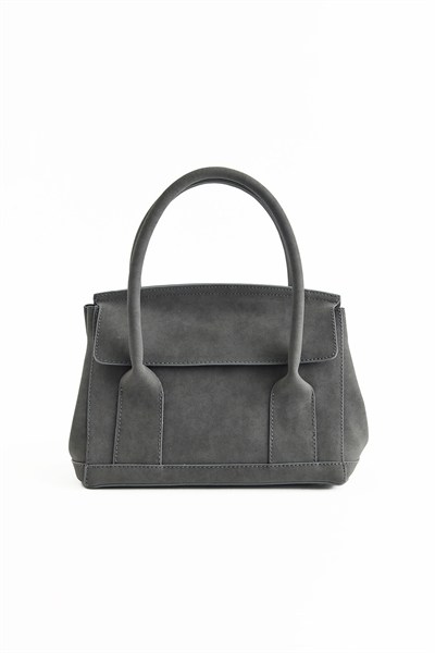Gri Süet Askılı El Çantası