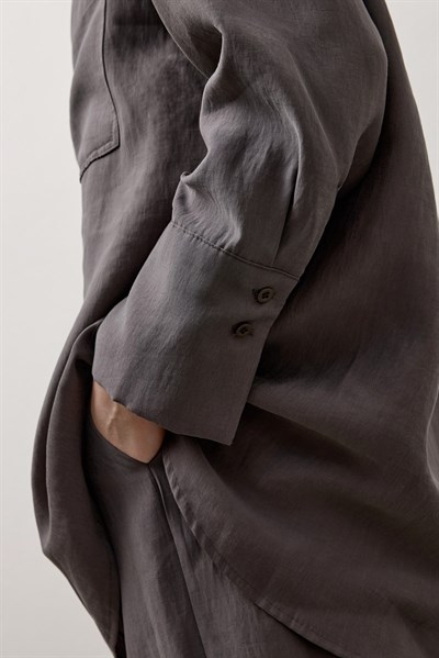 Gri Tek Cepli Oversize Gömlek