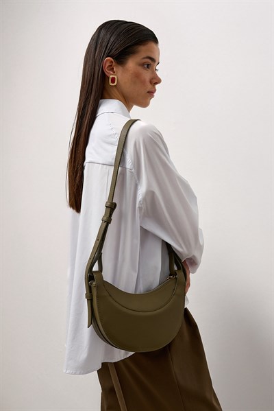 Haki Deri Çapraz Çanta