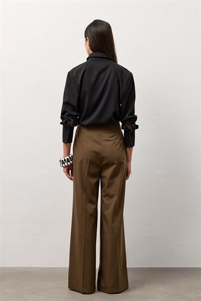 Haki Linea Geniş Paça Pantolon