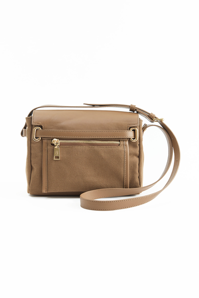 Haki Kanvas Deri Çapraz Çanta