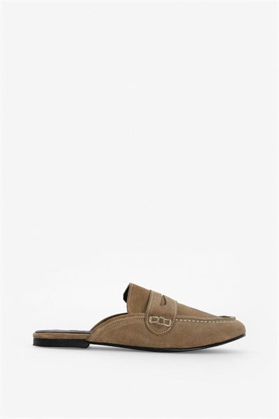 Haki Süet Bantlı Loafer Terlik