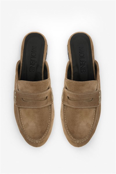 Haki Süet Bantlı Loafer Terlik