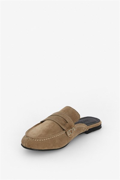 Haki Süet Bantlı Loafer Terlik