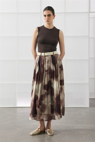 Kahverengi Batik Desen Maxi Etek