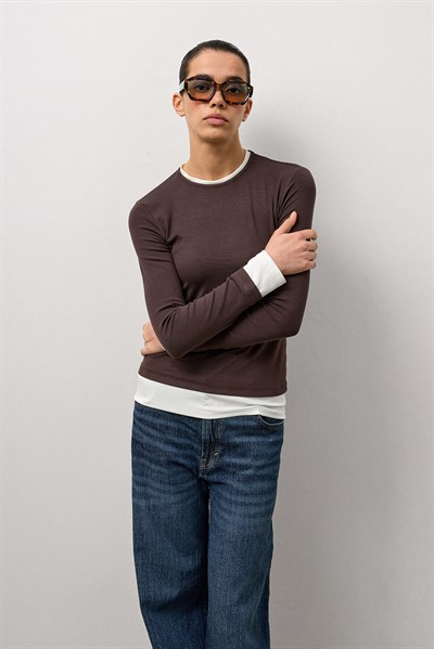 Kahverengi Beyaz Garnili Body