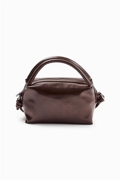 Kahverengi Minimal Logolu Mini Çanta