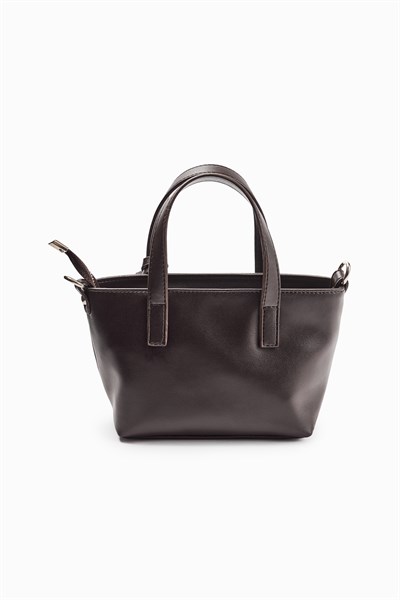 Kahverengi Püskül Detaylı Mini Tote Çanta