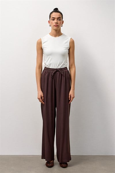 Kahverengi Relax Fit Bol Paça Pantolon