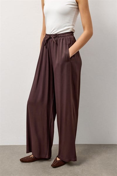 Kahverengi Relax Fit Bol Paça Pantolon