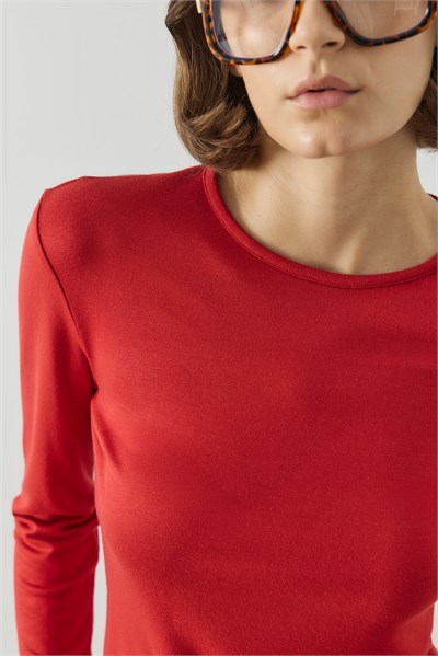 Kırmızı Basic Uzun Kollu Body