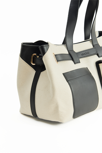 Krem Tote Kanvas Çanta