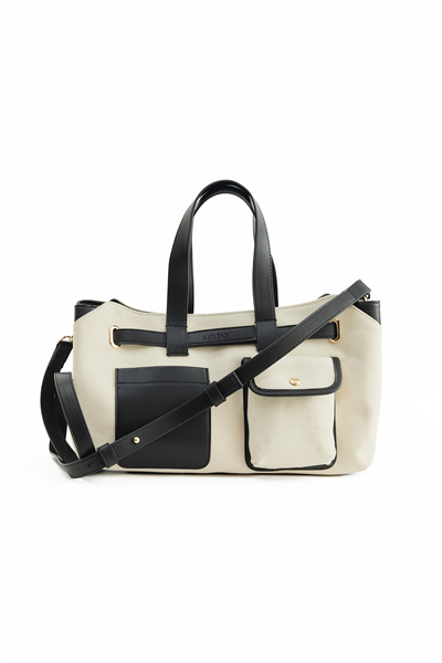 Krem Tote Kanvas Çanta