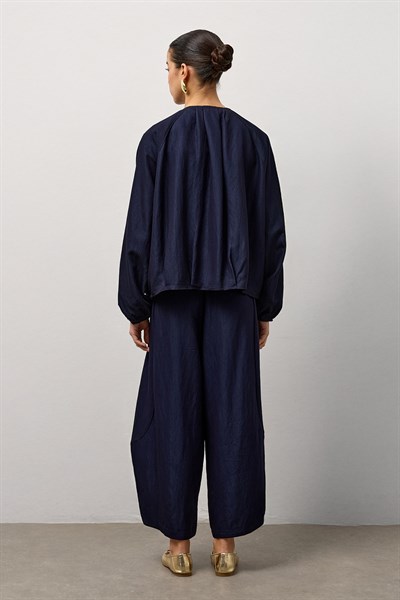 Lacivert Zip Hafif Bomber Ceket