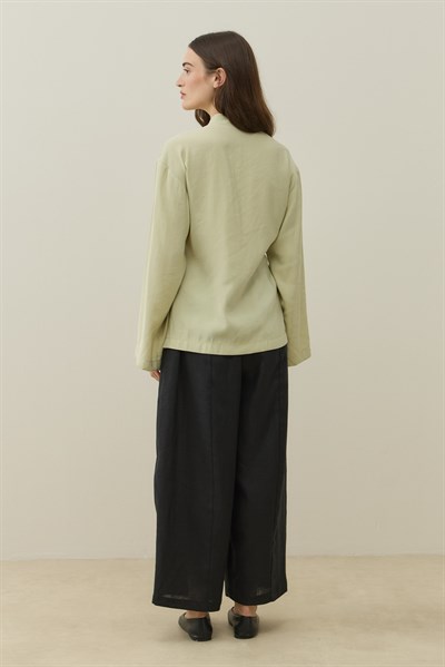 Lime Kruvaze Bağlamalı Mini Kimono