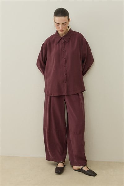 Mürdüm Comfort Gömlek Pantolon Takım