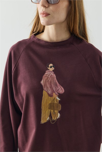 Mürdüm Molene Street Girl Baskılı Uzun Kol T-shirt