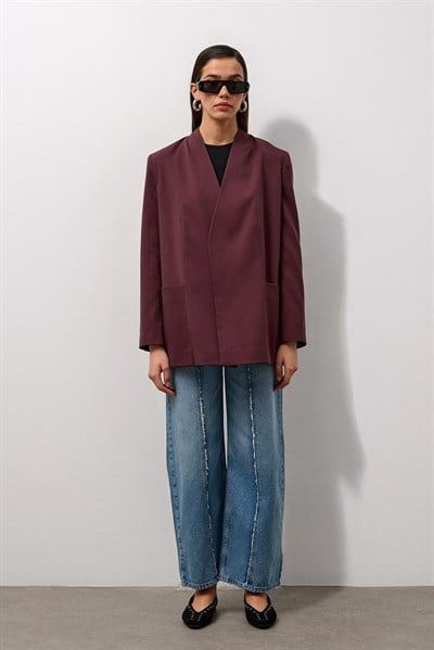 Mürdüm Kemerli Ceket