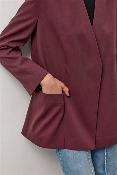 Mürdüm Kemerli Ceket