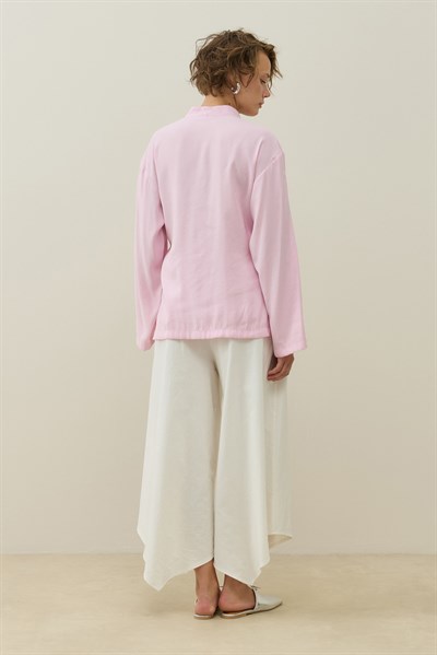 Pembe Kruvaze Bağlamalı Mini Kimono