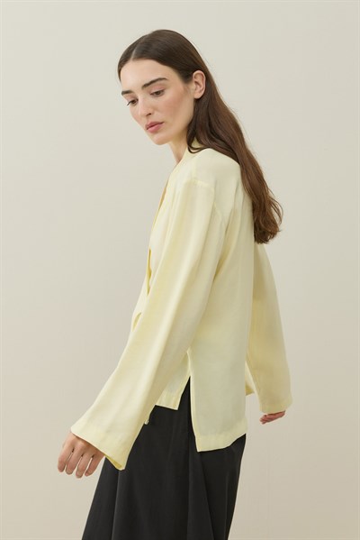 Sarı Kruvaze Bağlamalı Mini Kimono