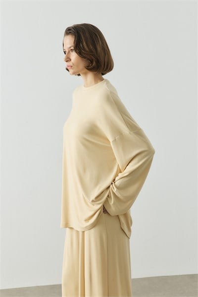 Sarı Oversize Uzun Kol Basic Body