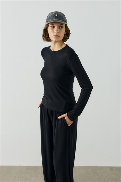 Siyah Basic Uzun Kollu Body