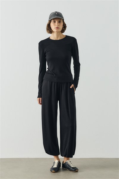 Siyah Basic Uzun Kollu Body