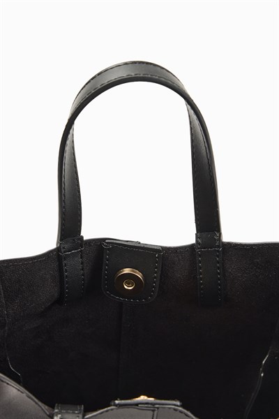 Siyah Bucket Form Esintili City Çanta
