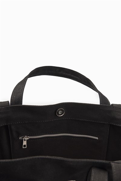 Siyah Kanvas Maxi Tote Çanta