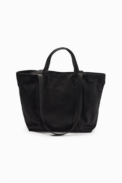 Siyah Kanvas Maxi Tote Çanta