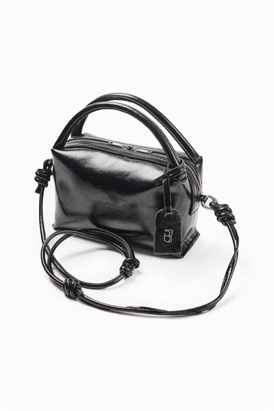 Siyah Minimal Logolu Mini Çanta