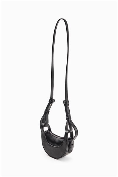 Siyah Oval Formlu Ultra Mini Çanta