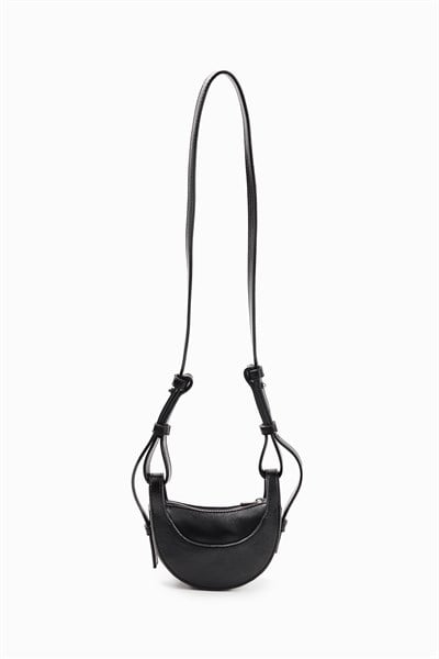 Siyah Oval Formlu Ultra Mini Çanta