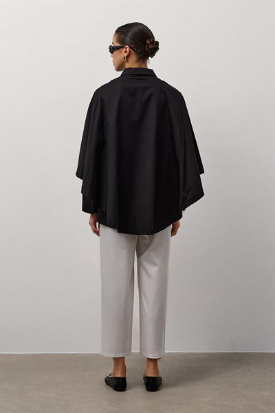 Siyah Pelerin Poplin Gömlek