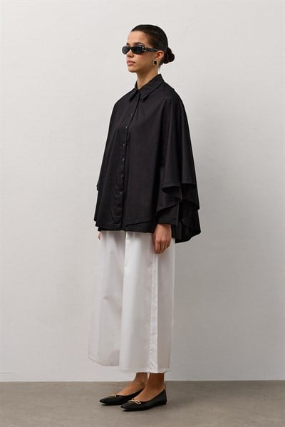 Siyah Pelerin Poplin Gömlek