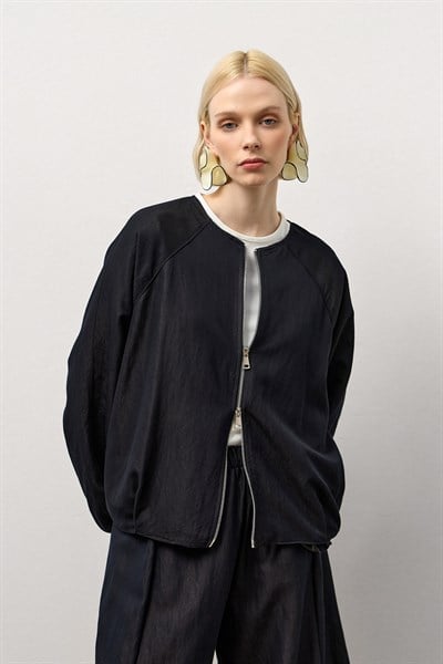 Siyah Zip Hafif Bomber Ceket